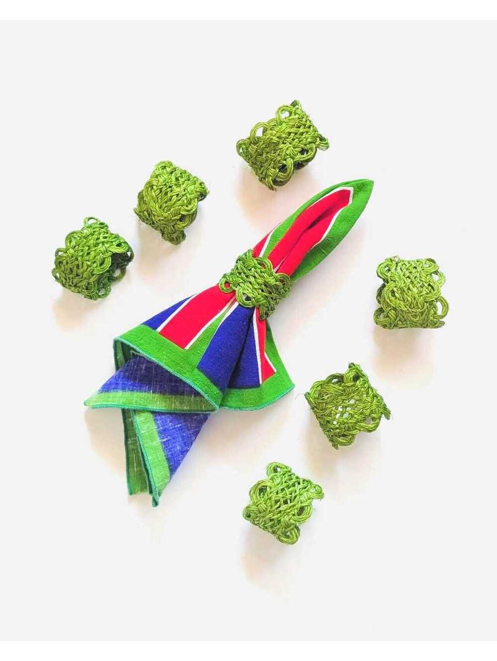 Vintage Green Abaca Fiber Napkin Holders